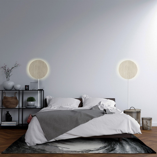 Pack X 2 Velador Habitacion Aplique Pared Led 6w Madera Estructura Nogal