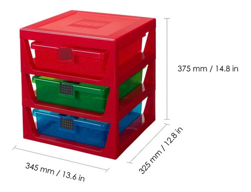 Imagen 2 de 10 de Lego Canastos Contenedores Mesa 3 Cajones Storage Rack