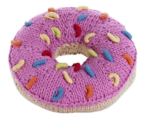 Pebble Tejido A Mano Rosquilla Donut Glaseado Rosa Con Chisp