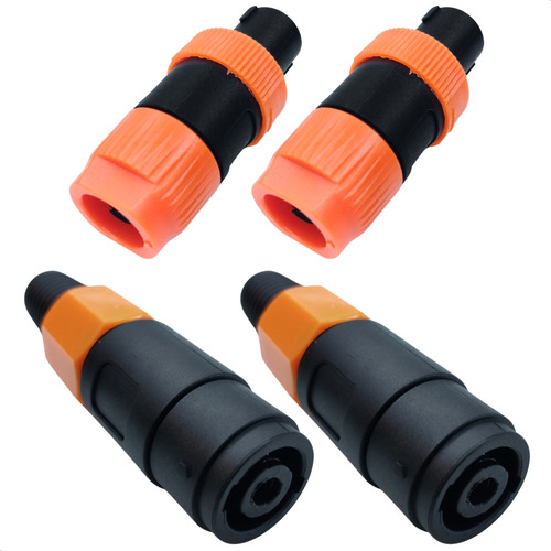 2 Pares Conector Plug Speakon Macho E Fêmea 4 Polos Automotivo Conectores Plug Painel 4 Vias Plugue Conector Plástico