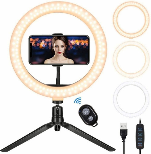 Luz De Anillo Led 26cm 3 Colores Wireless Control Remoto