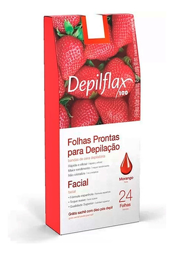 Kit 02 Folhas Prontas Facial Morango Depilflax 24 Unidades