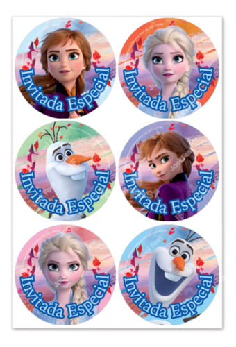 Frozen 2 - Distintivos Stickers Artículo Fiesta - Pky0m2