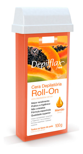 Kit 03 Refil Cera Depilatória Roll On Mamão Depilflax 100g