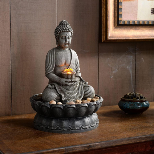 Fuente De Agua De Mesa Con Buda Sentado Para Decoración De