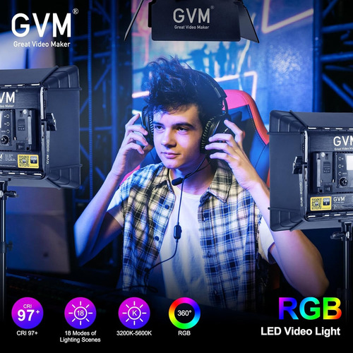 «kit De Iluminación De Vídeo Led Rgb Gvm 800d Con Lámpara De