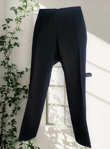 Pantalón Negro, En Crepe, Recto, Dama, Clásico. T.s/m.
