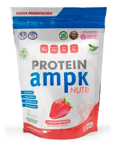 Suplemento Ampk Protein Vegan Sabor Frutilla 506g