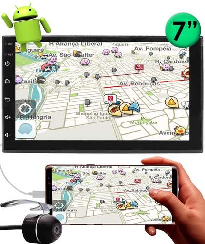 Multimídia H-tech 2 Din Android Ht-7023ca Espelhamento Gps