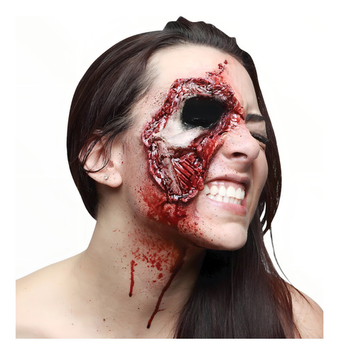 Aplicación De Látex Mordida En Ojo Hallowen Fiestas Color Nude Apliances