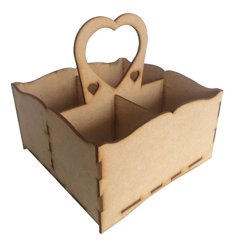 16 Cajas Canasta Dulcero 25 X 25 Cm Mdf Centro Mesa Corazón 