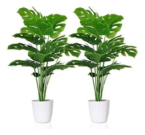 Sajandas Juego De 2 Plantas Artificiales Monstera Delic