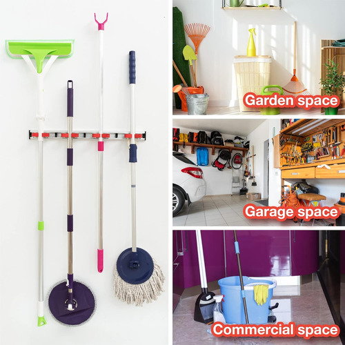 Soporte De Pared Para Escoba De 20 Pulgadas, 4 Soportes Desl