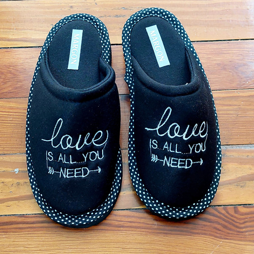 Pantuflas Dama Algodon Acolchadas Love Is All