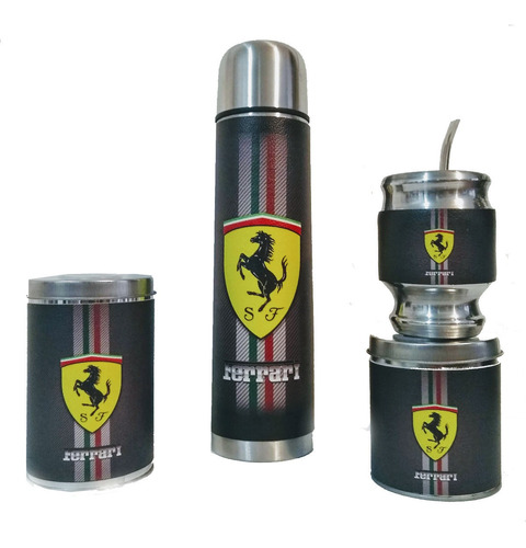 Mate Termo De 1 Litro Yerbera Azucarera Y Bombilla Ferrari