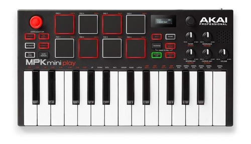 Teclado Controlador Midi Akai Mpk Mini Play 25 Teclas 8 Pads