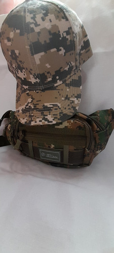 Cangurera Camuflaje Tipo Cargo Gorra Gratis