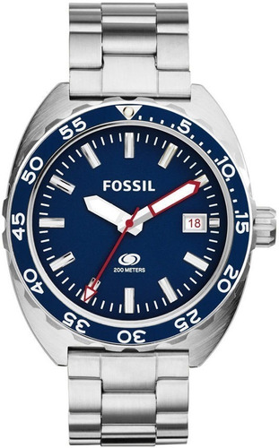 Reloj Fossil Hombre Acero Fecha Azul Divers 200mts Fs5048