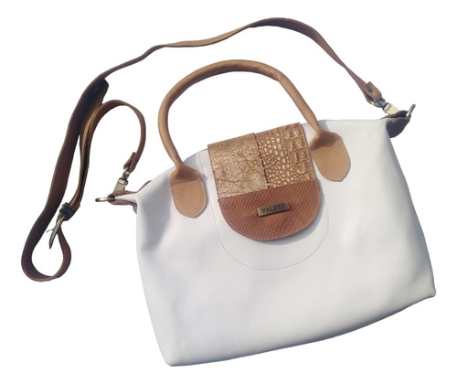 Cartera De Cuero Valdez Blanca