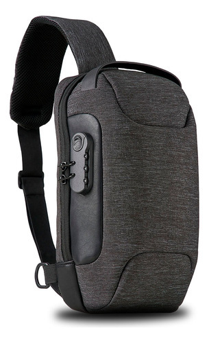 Bolsa Masculina Transversal Ombro Impermeável Com Trava Cor Azul Desenho Do Tecido Azul
