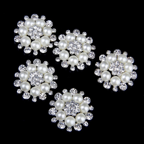 5pcs Cristal Flor De Perla De Imitación Botón Decoración