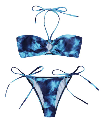 Bikini B Con Estampado Tie-dye Y Calzoncillos Para Mujer