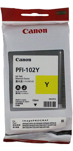 Canon Imageprograf Ipf755 (pfi-102y) Amarillo Cartucho De Ti