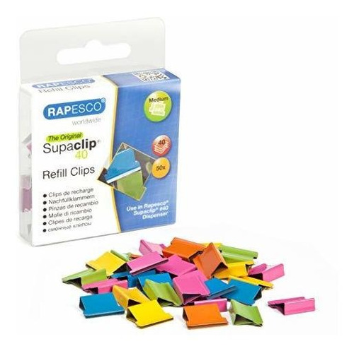 Rapesco Supaclip 40 binder Clip Refill Pack, Multicolores, P