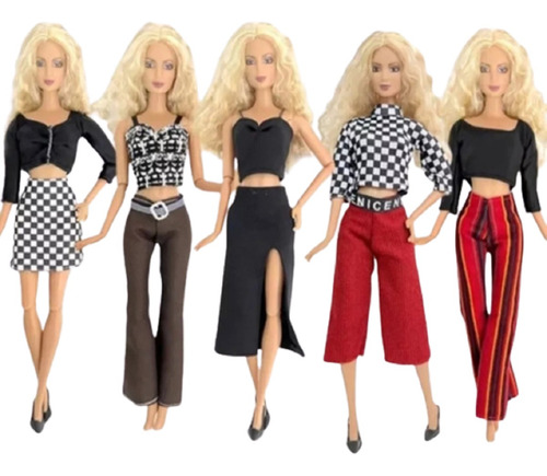 Ropa Muñecas Set 5 Trajes A La Moda Barbiele