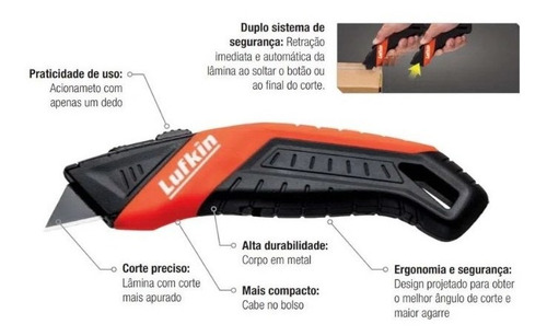 Estilete Retrátil Com Lâmina Trapezoidal 18mm Ets001l Lufkin