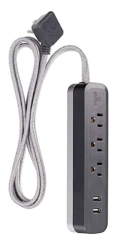 Protector Sobretension (5.9 Ft 3 Toma 2 Usb Color Gris