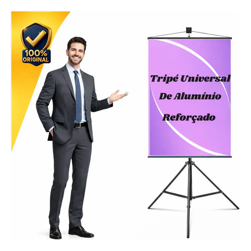 Tripé Banner 2,10m Porta Banner Pedestal Regulável Aluminio Gurumania®