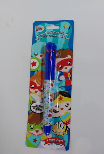 Super Lapicera Retractil. 10 Colores. Se Tu Propio Heroe.