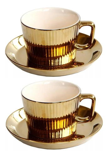 Set De 2 Tazas Y Platillos De Té Y Café De Lujo