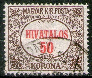 Hungría Sello Usado Cifra Para Uso Oficial Años 1922-24 