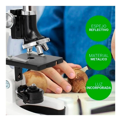 Set Microscopio 1200x + Kit Accesorios 28 Piezas Con Maletín