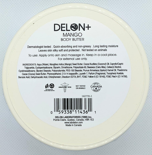 Delon Manteca Corporal Body Butter Hidratación Intensa 196gr Fragancia Mango