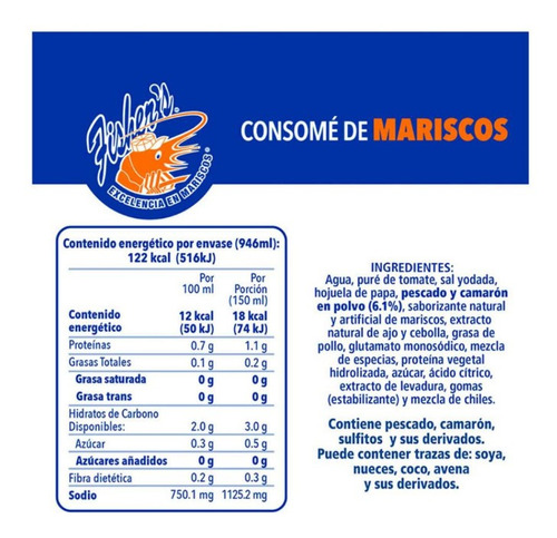 Consomé De Mariscos Fisher's 1 Pz 946 Ml Caldo Sopa