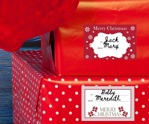 Etiquetas De Regalo Para Navidad 60 Piezas Color Rojo Blanco