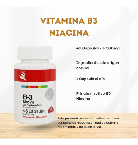 Vitamina B3 Niacina 45 Cápsulas Tecnonatura