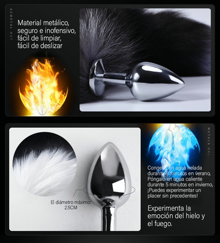Plug Anal Cola De Zorro Metalico+orejas+dados Sexuales 6pzs