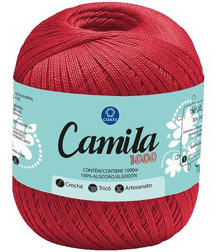 Linha Para Crochê Camila 00046 Vermelho Pct Com 06