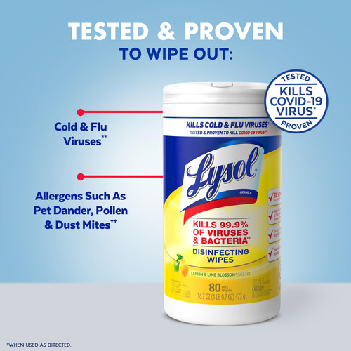 Toallitas Desinfectantes Lysol, Multisuperficie, Limón Y Lim