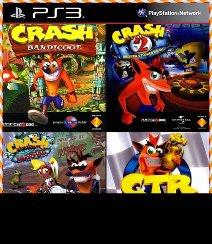 Crash 1 2 3 + Crash Team Racing 4 Em 1 Jogos Ps3