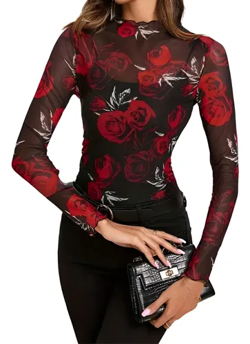 Blusa transparente roja hotsell