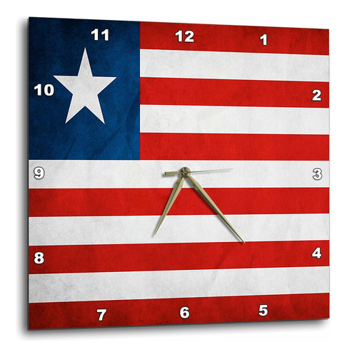 3drose Dpp__2 Reloj De Pared Con Bandera De Liberia, 13 Por 