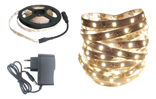 Fita Led 3528 Branco Quente Amarela 3m 300 Leds 12v Fonte