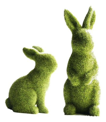 2pcs Adorable Jardín Flocado Conejo Conejito De Pascua Para