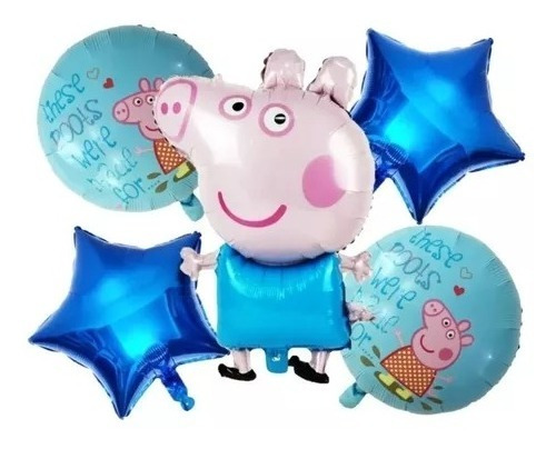 Set 5 Globos Metálicos Diseño Infantil George Pig