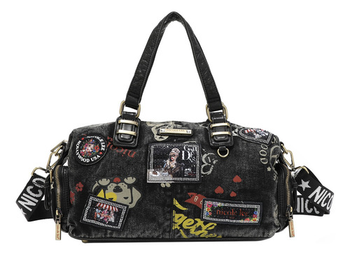 Cartera Dama Nicole Lee Grafiti Denim Js16988